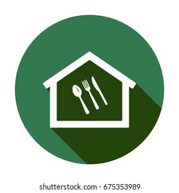  Spoon,fork,and knife icon, isolated.  Flat  design.