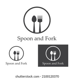 spoon,fork,and knife icon logo vector