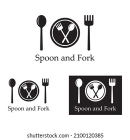 spoon,fork,and knife icon logo vector