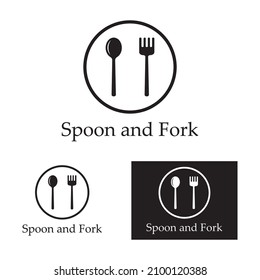 spoon,fork,and knife icon logo vector