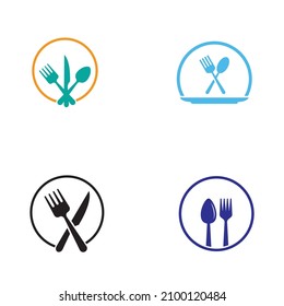 spoon,fork,and knife icon logo vector