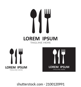 spoon,fork,and knife icon logo vector