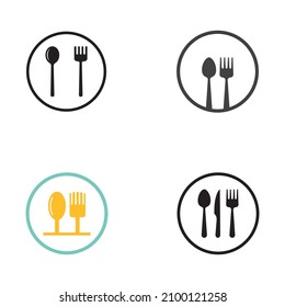 spoon,fork,and knife icon logo vector