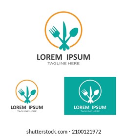 spoon,fork,and knife icon logo vector