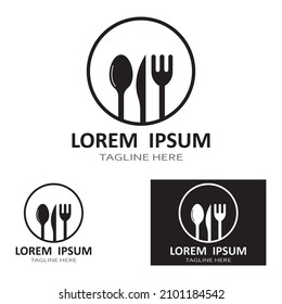 spoon,fork,and knife icon logo vector