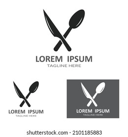 spoon,fork,and knife icon logo vector