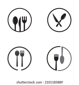 spoon,fork,and knife icon logo vector