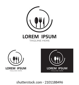 vector de logotipo de icono de cuchara, horquilla y cuchillo