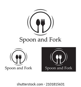 spoon,fork,and knife icon logo vector