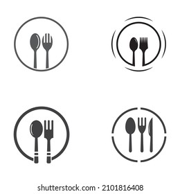 spoon,fork,and knife icon logo vector