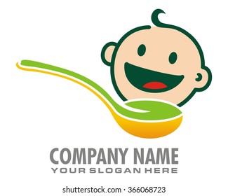 spoonful baby happy funny healthy food image logo