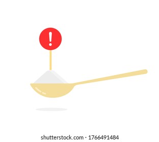 spoonful of harmful salt or sugar. flat cartoon style trend modern logotype graphic design isolated on white background. concept of not healthy product or dessert or meal and kitchen tableware item