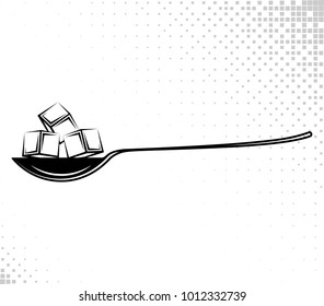 Spoonful Of Sugar Cube Icon Vector Art Illustration