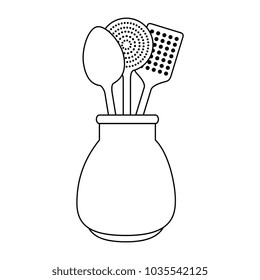 spoons cutlery in pot
