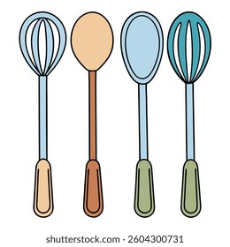Spoons flat illutration white background
