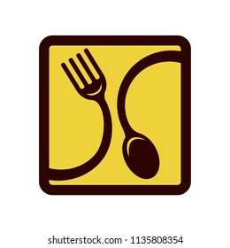 Spoons and forks logo in square, modern restaurant logo design template