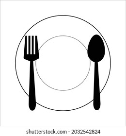 spoons, forks and plates. vector icon