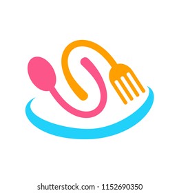 Spoons and forks, S logo, Logo spoons and forks with letter S