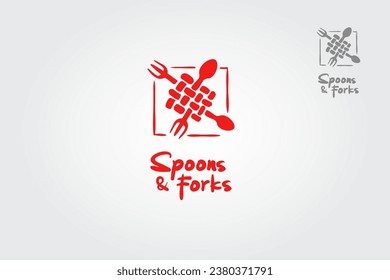 Vorlage für Vektorgrafik-Logos und -Gabel. Dieses Logo-Design für alle kreativen Unternehmen. Hervorragendes Logo-Template, sehr geeignet für Gastronomie und Gastronomie.