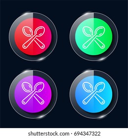 Spoons four color glass button ui ux icon. Glossy app icon logo vector