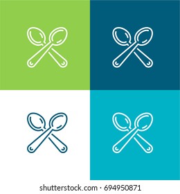 Spoons green and blue material color minimal icon or logo design