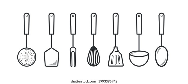 Spoons icons for cooking food and food