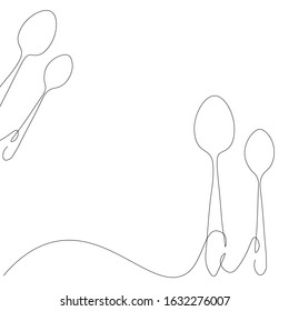 Spoons on white background line drawing vector iluustration