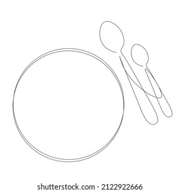 Ilustración vectorial de líneas de silueta de cuchara