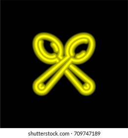 Spoons yellow glowing neon ui ux icon. Glowing sign logo vector