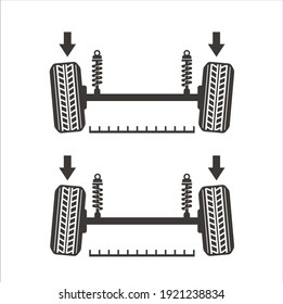 spooring illustration. spooring is process on the car to realign the four wheel car to its original position.