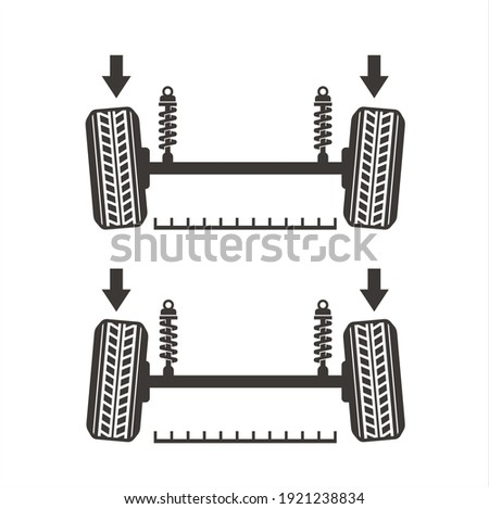 spooring illustration. spooring is process on the car to realign the four wheel car to its original position.