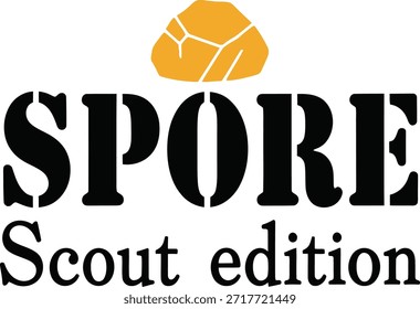 Spore Scout edição tipografia vetor design preto laranja negrito gráfico fonte em fundo transparente para t-shirt apparel adesivo jogo comunidade fã arte hobbyist