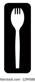 Spork Icon | Utensil Glyph | Spoon And Fork Combination | Menu Design Element, Fast Food And Casual Dining Symbol | Drive Thru Plasticware