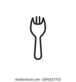 Spork, lineares Symbol. Kombination aus Löffel und Gabelgerät. Linie mit editierbarem Strich.