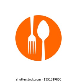 Spork Negative Spoon And Fork Restaurant Circle Icon Symbol Design