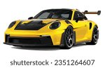 sport 3d fast car template yellow black race design isolated vector modify Mansory spoiler carbon fiber speed