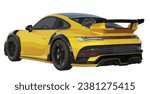 sport 3d fast car template yellow black race design isolated gt back view spoiler bumper ride powerful vector modify Mansory spoiler carbon fiber speed