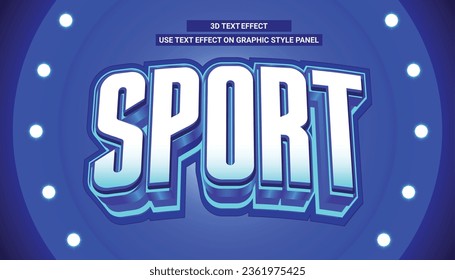 DEPORTE TEXTO 3D EFECTO VECTOR FÚTBOL FÚTBOL BASKET BADMINTON LUZ AZUL GLOBAL EN OSCURO