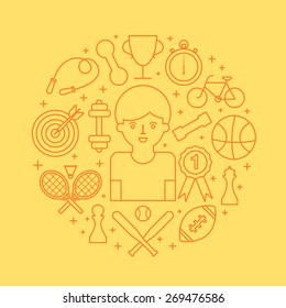 Sport abstract line style vector illustration