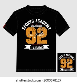 Sport Academy Division Athletic Typography Graphic T shirt Print Vector Illustration Design