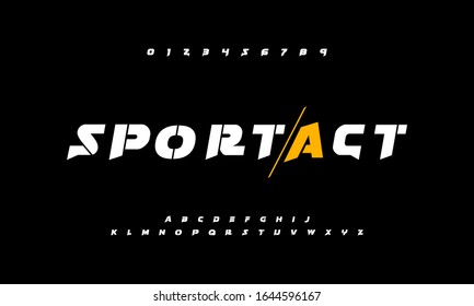 Sport Action Alphabet Fonts. Creative Abstract Font Letter And Number Set For Logo, Title, And Headline. Film, Cinema, Movie. Vector Illustration