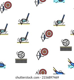 Sport Active Competitive Game Vector Seamless Pattern Thin Line Illustration