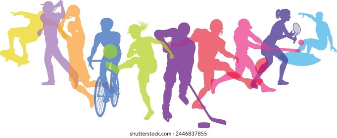 A sport active fitness sports healthy lifestyle silhouette people silhouettes set