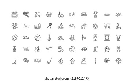 Sport activities ideas, linear icons, line signs set, vector collection