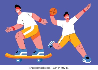 Hombre de actividad deportiva con diseño plano