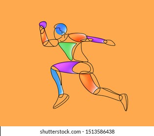 Sport and activity man runner jogger running isolated line art drawing, Vector Illustration.