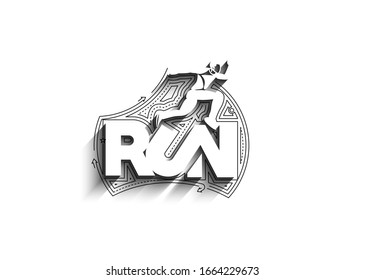 El corredor deportivo y de actividades corredor corredor de carreras que corre de línea aislada dibujo de arte, Vector Ilustración.
