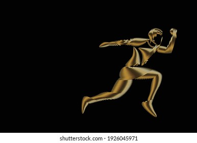 Sport and activity man runner jogger running isolated gold icon, Vector Illustration.