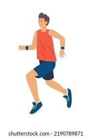 Actividad deportiva. Un hombre corriendo. Ilustración plana simple