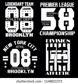 Sport alhletic stock,set typography vector illustration for t shirt